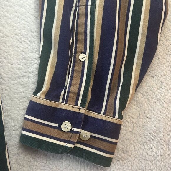 Cherokee vintage striped button up collared long sleeve shirt size large - Picture 5 of 11